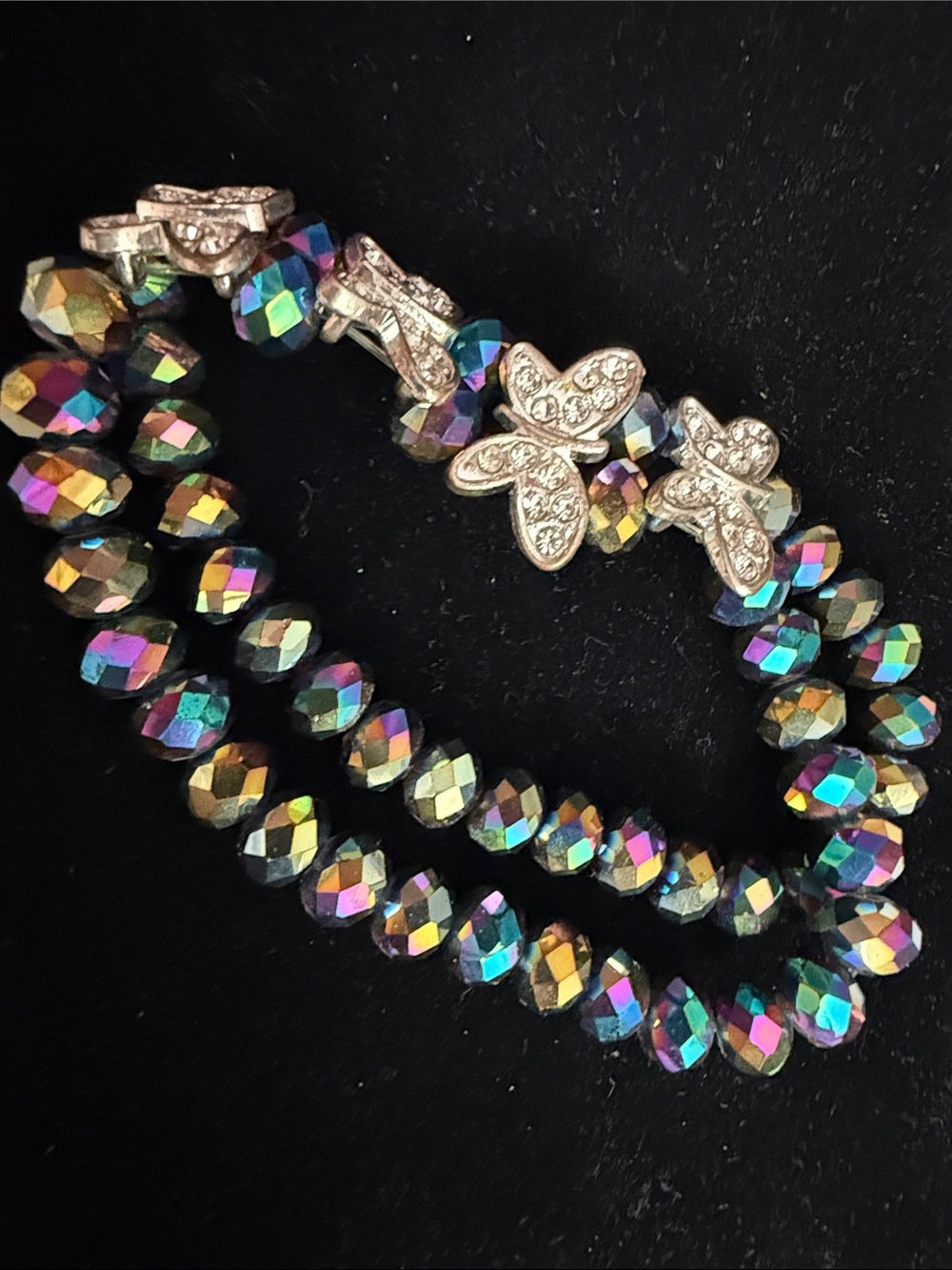 Crystal Butterfly Double-Strand Stretch Bracelet - Multicolor